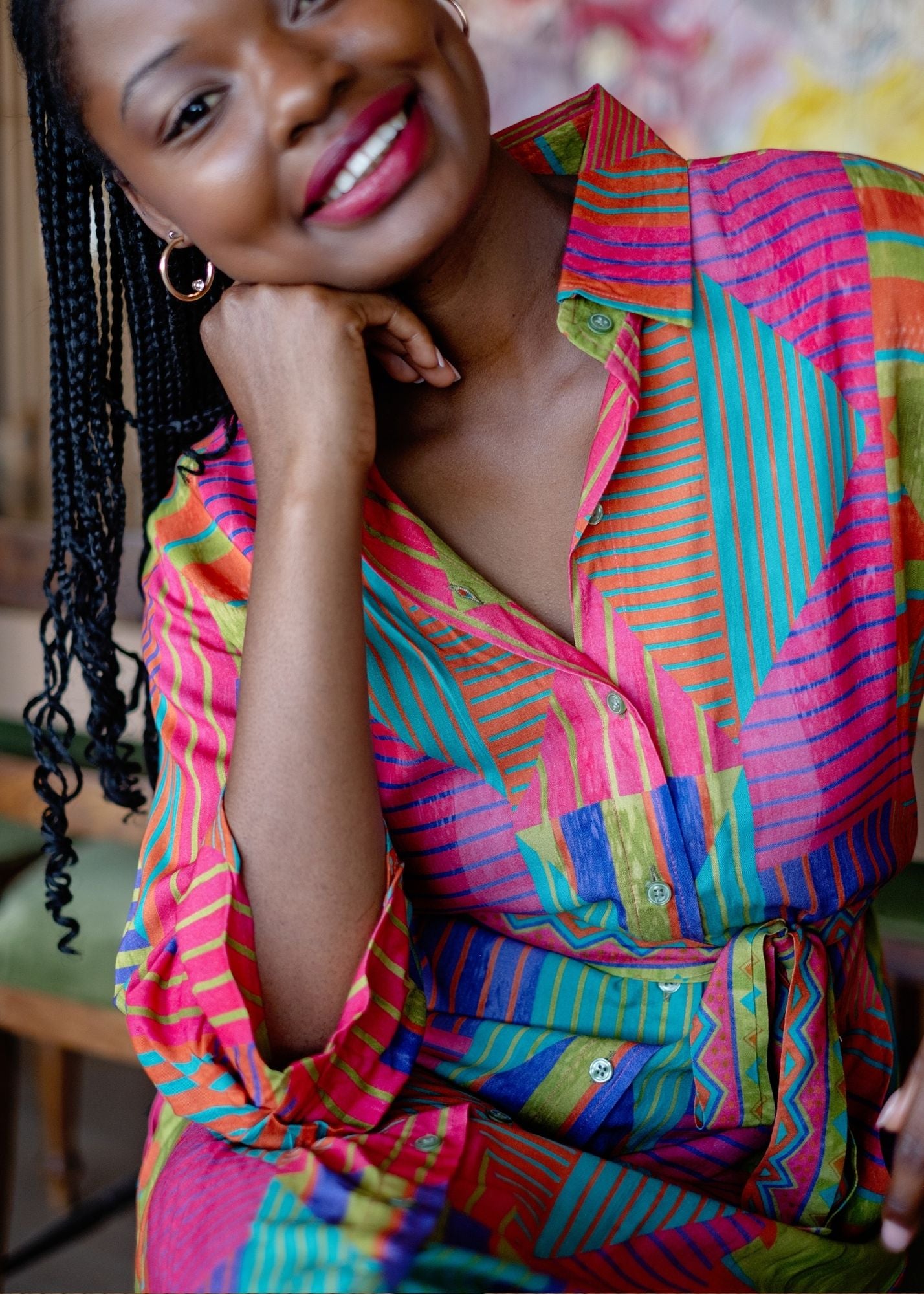 Leila Dress in Rainbow Stripes