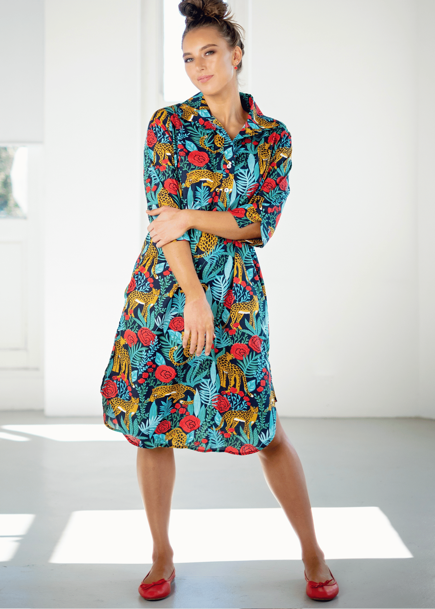 Gaby dress Red Rose Leopard