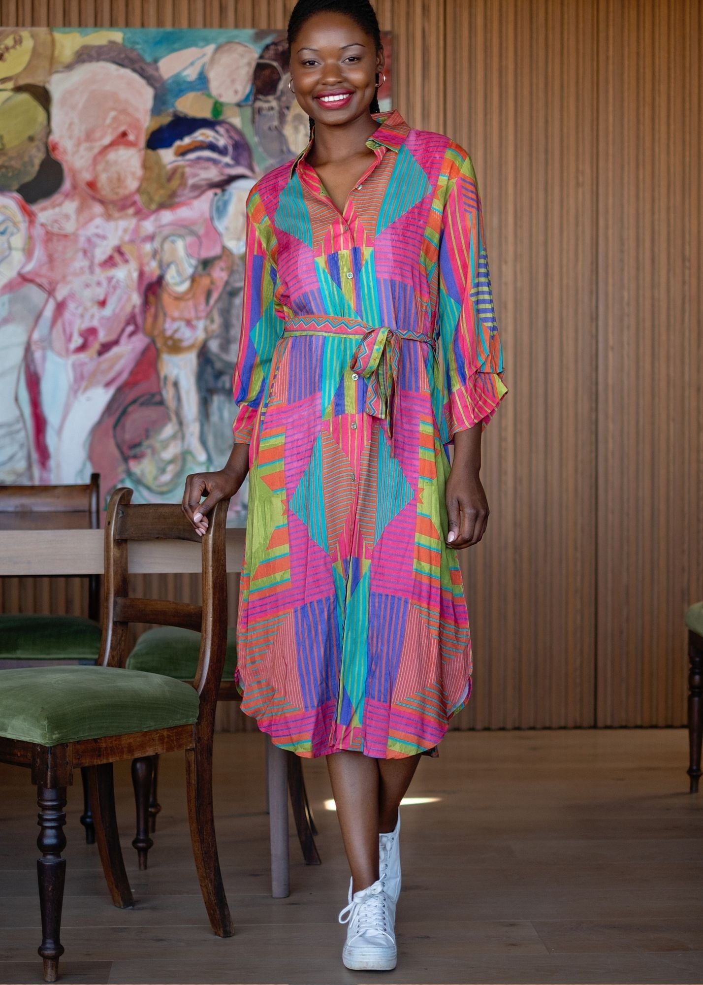 Leila Dress in Rainbow Stripes