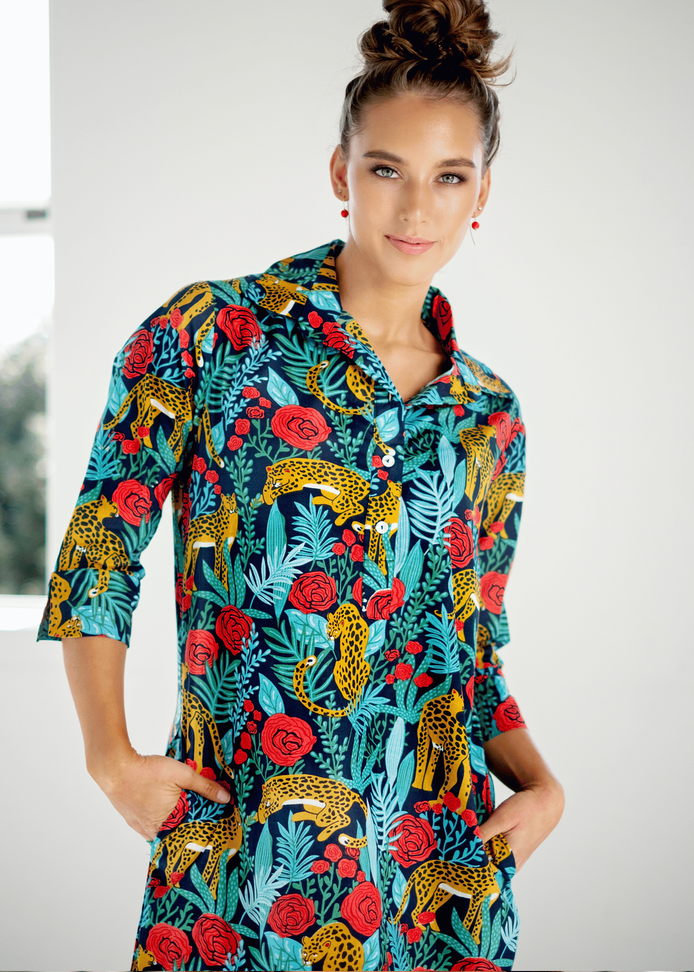 Gaby dress Red Rose Leopard
