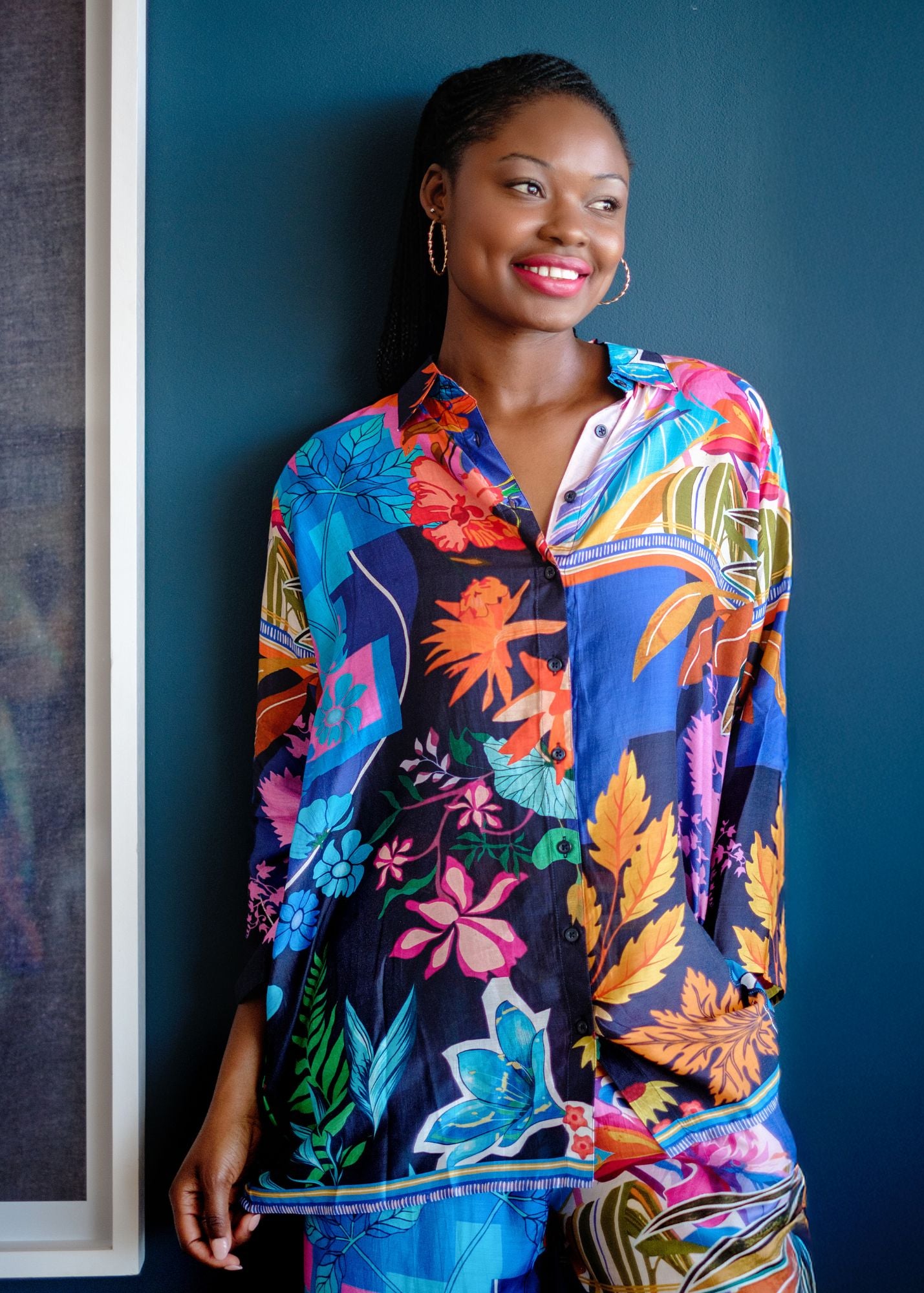 Vera Pants Suit in Rainbow Flowers