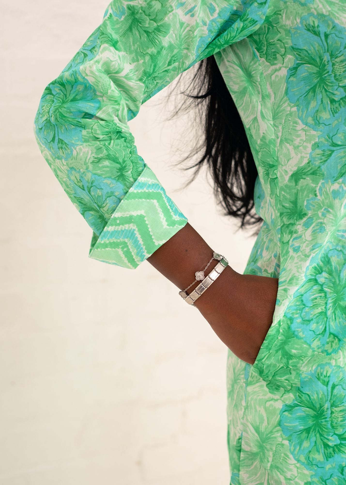 Emma dress in Green and Turquoise Waterpaint