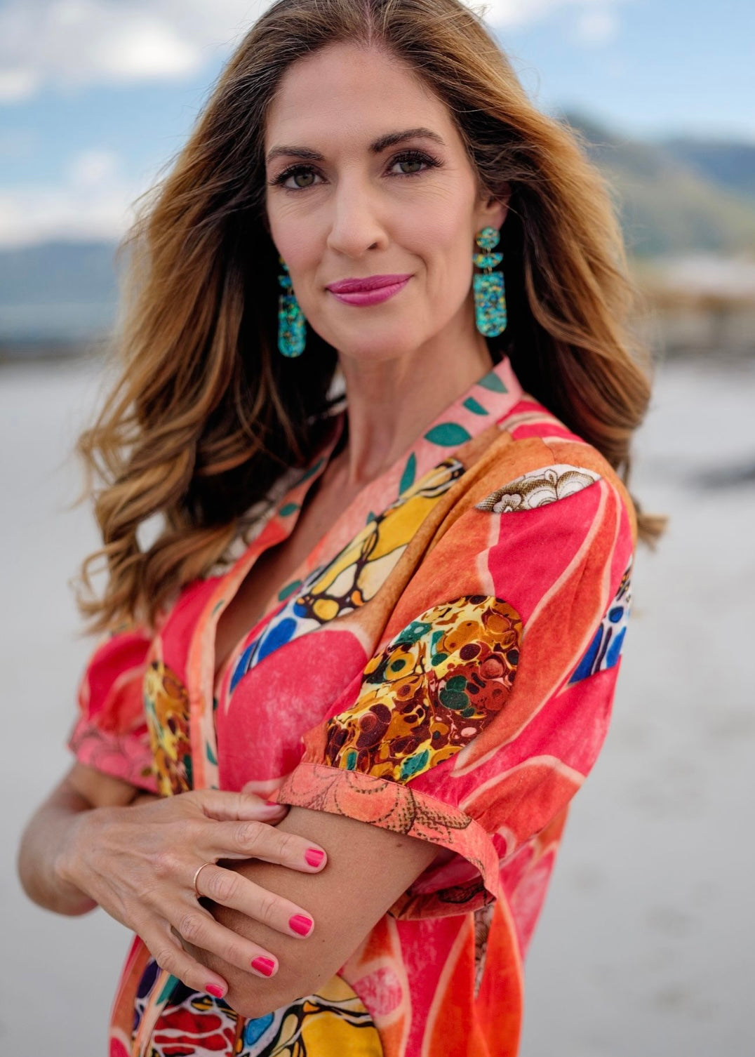 Maxine Dress in Coral Faces