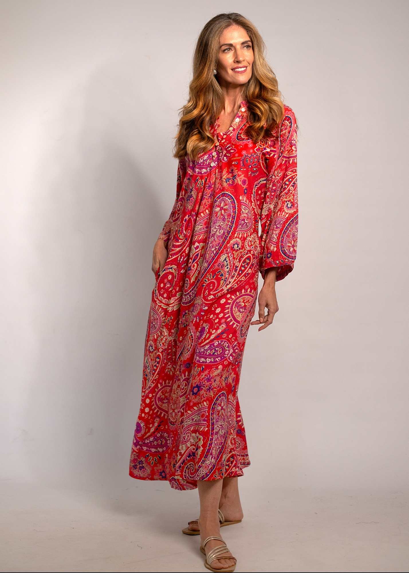 The Luna Dress in Red Paisley