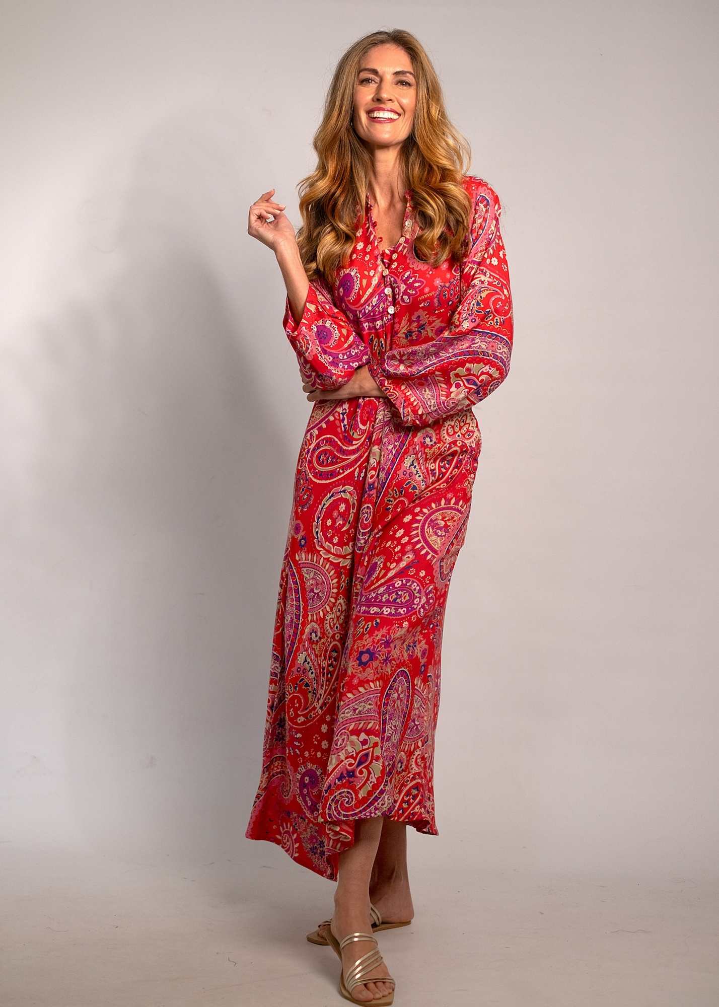 The Luna Dress in Red Paisley