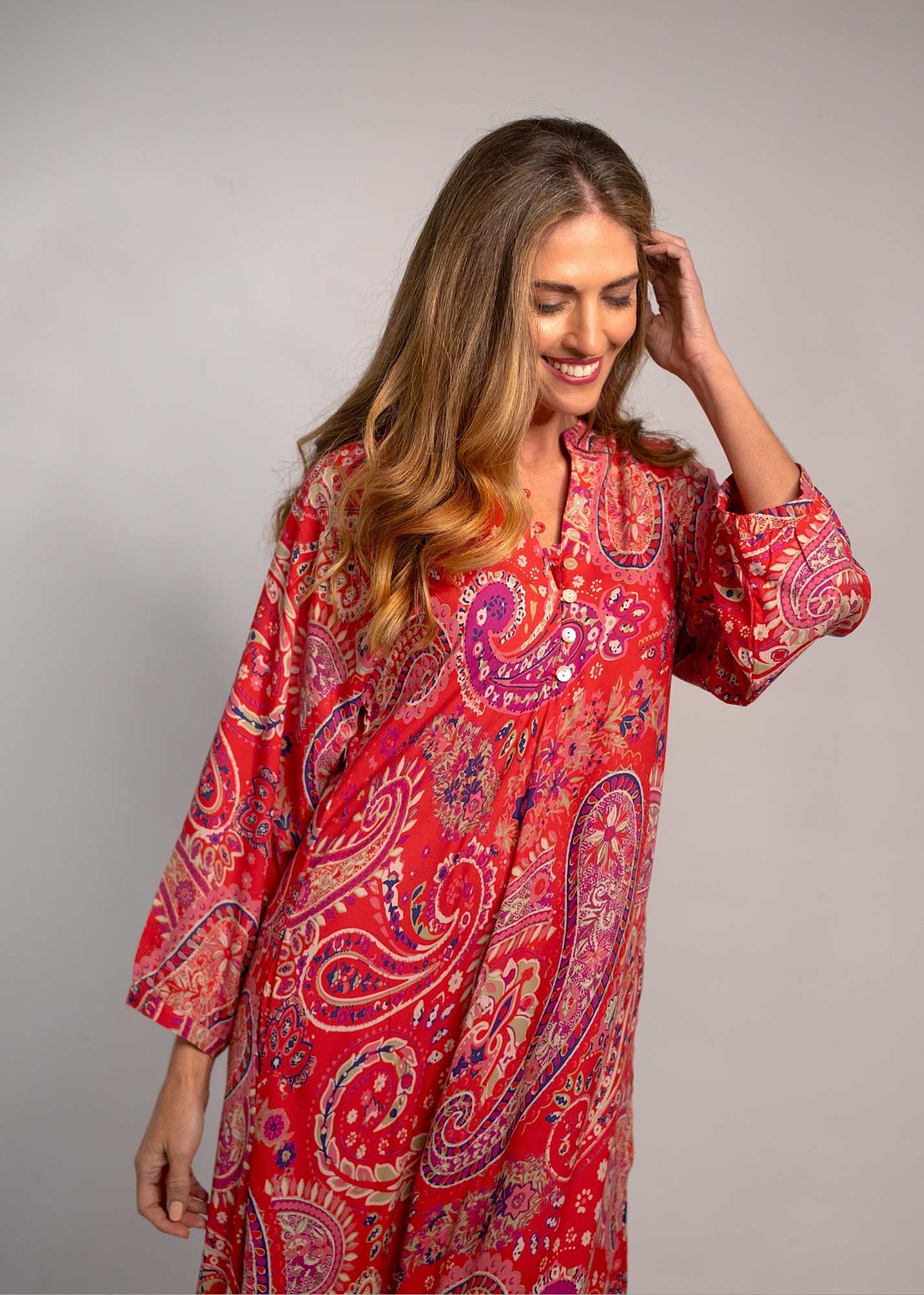 The Luna Dress in Red Paisley