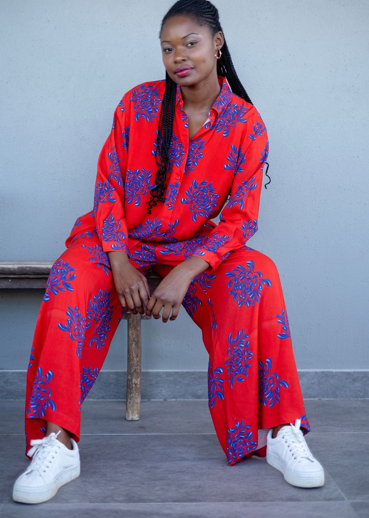 Fusion Pants Suit, Red and Blue