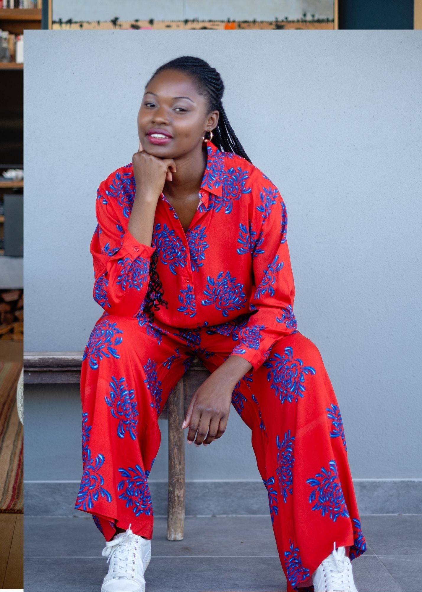 Fusion Pants Suit, Red and Blue