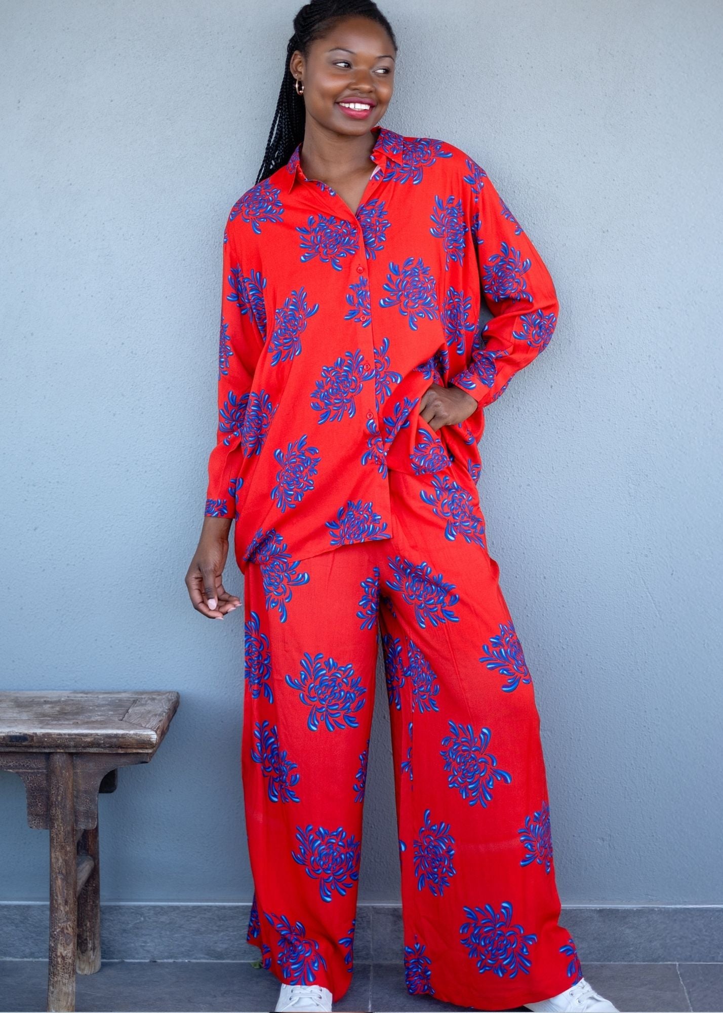 Fusion Pants Suit, Red and Blue