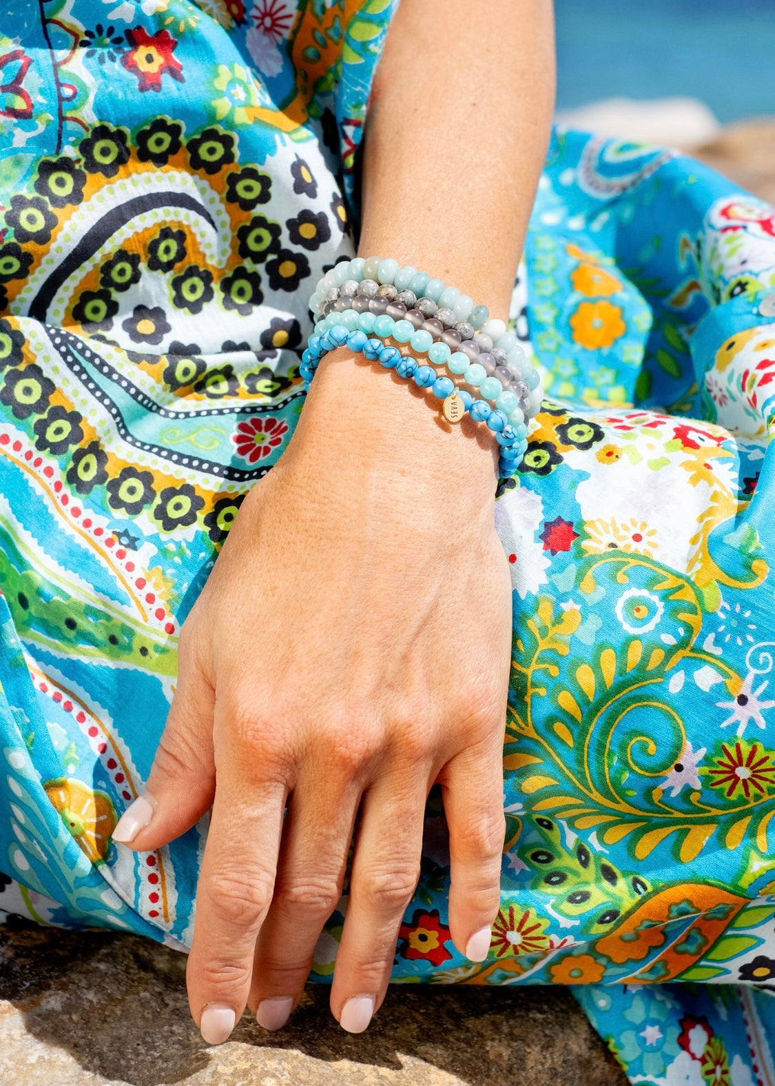 Claudia dress, Turquoise bold paisley