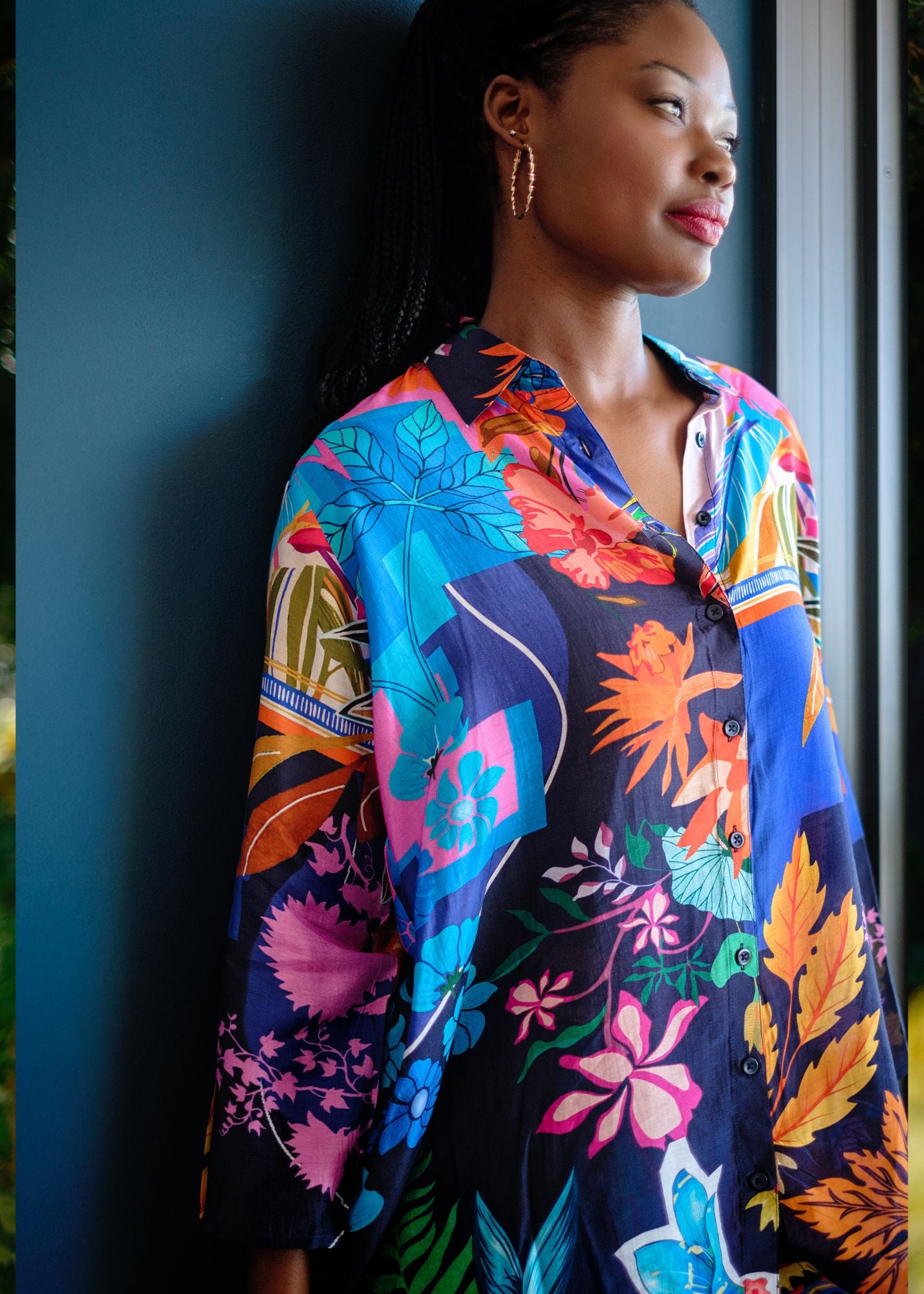 Vera Pants Suit in Rainbow Flowers