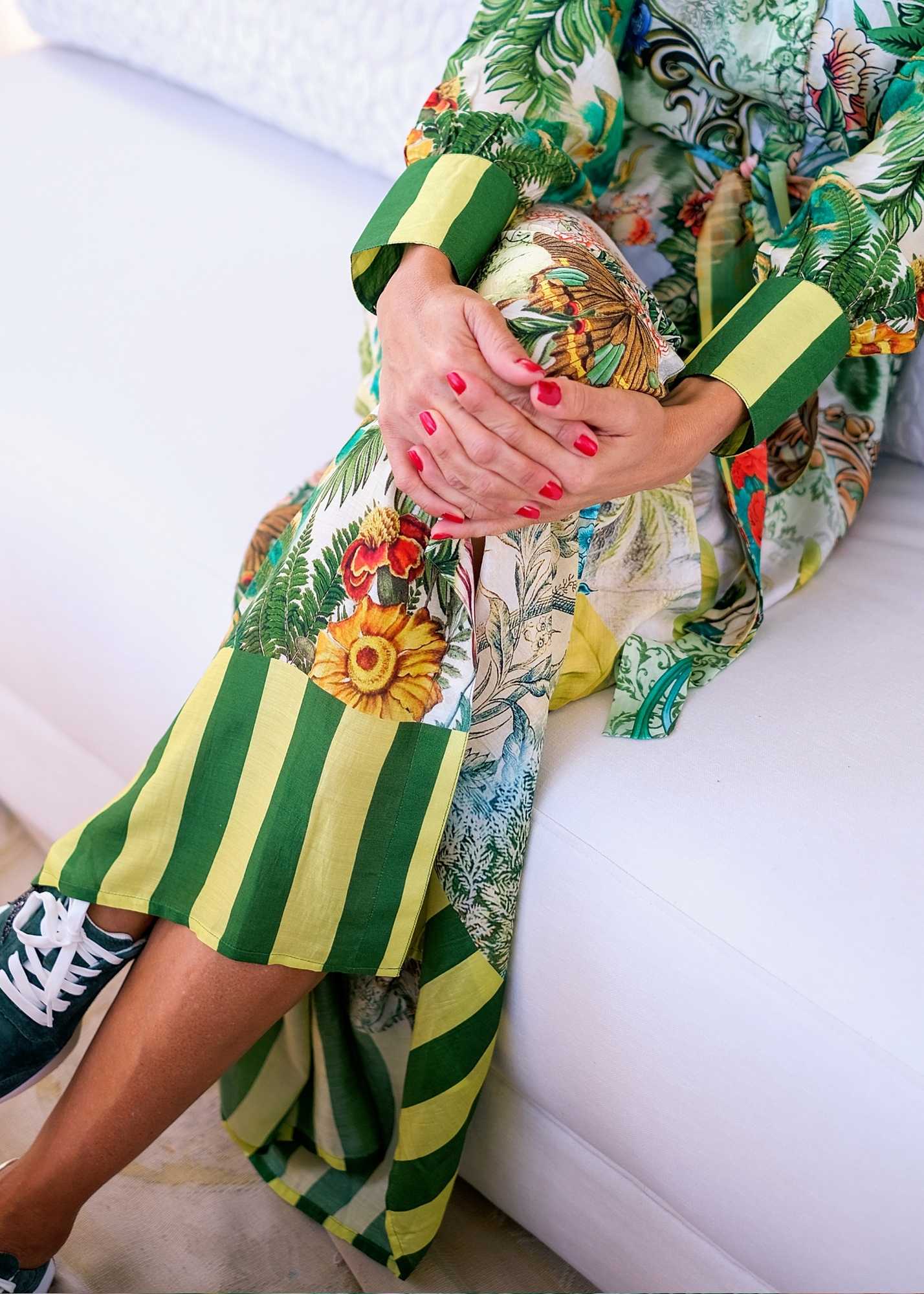 Euphoria Gown in Green jungle with border