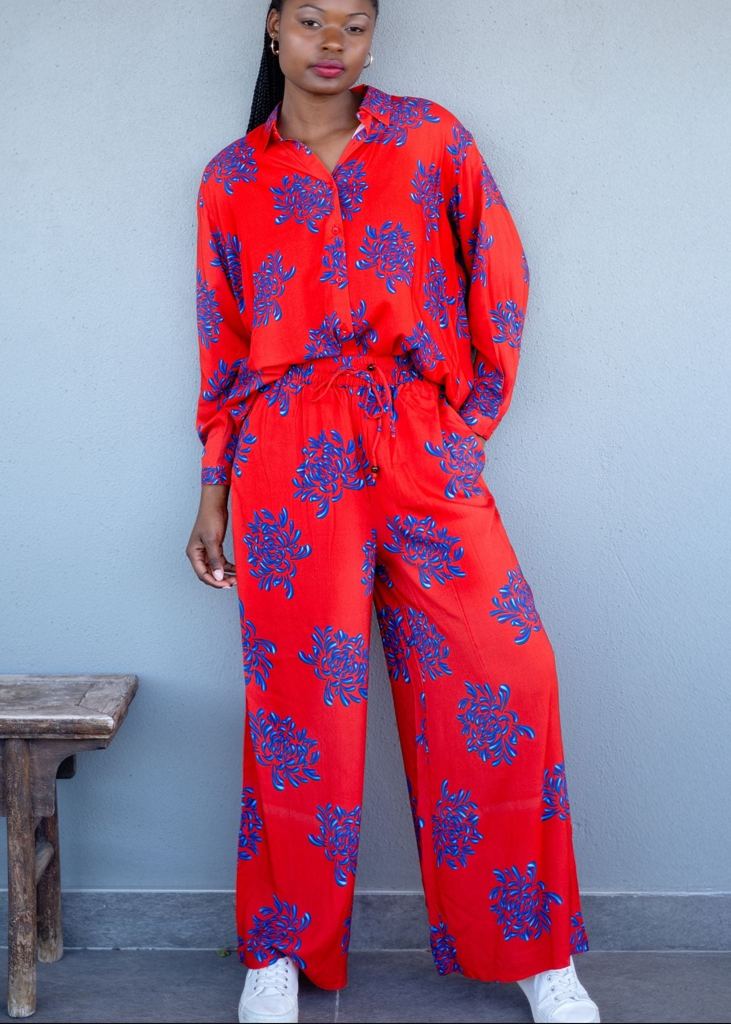 Fusion Pants Suit, Red and Blue