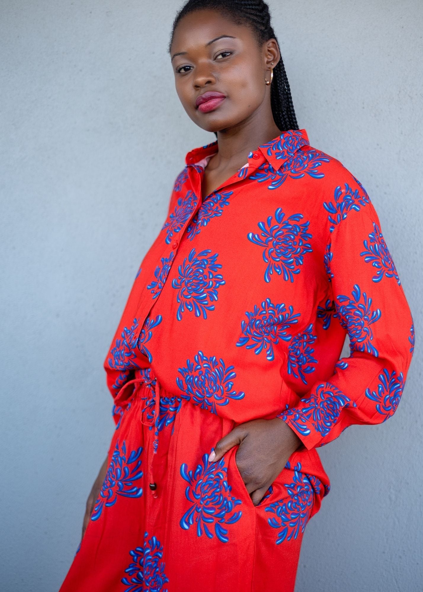 Fusion Pants Suit, Red and Blue
