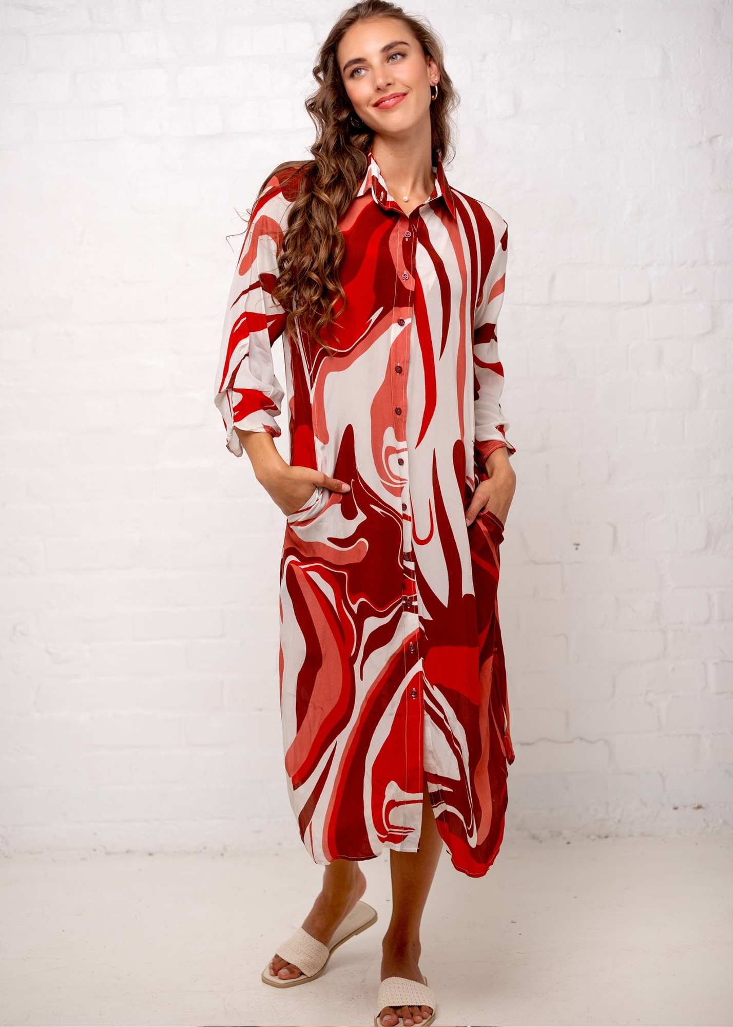 Leila Dress in Red Rays