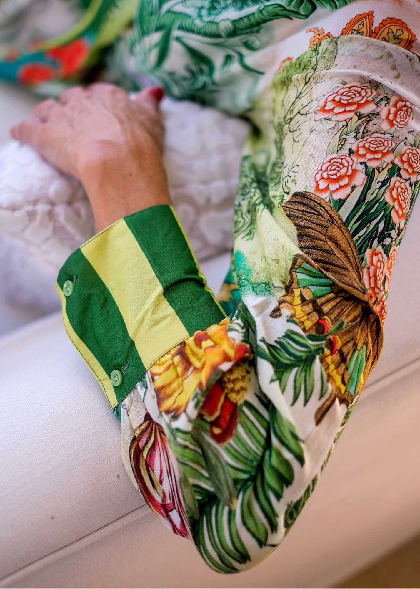 Euphoria Gown in Green jungle with border