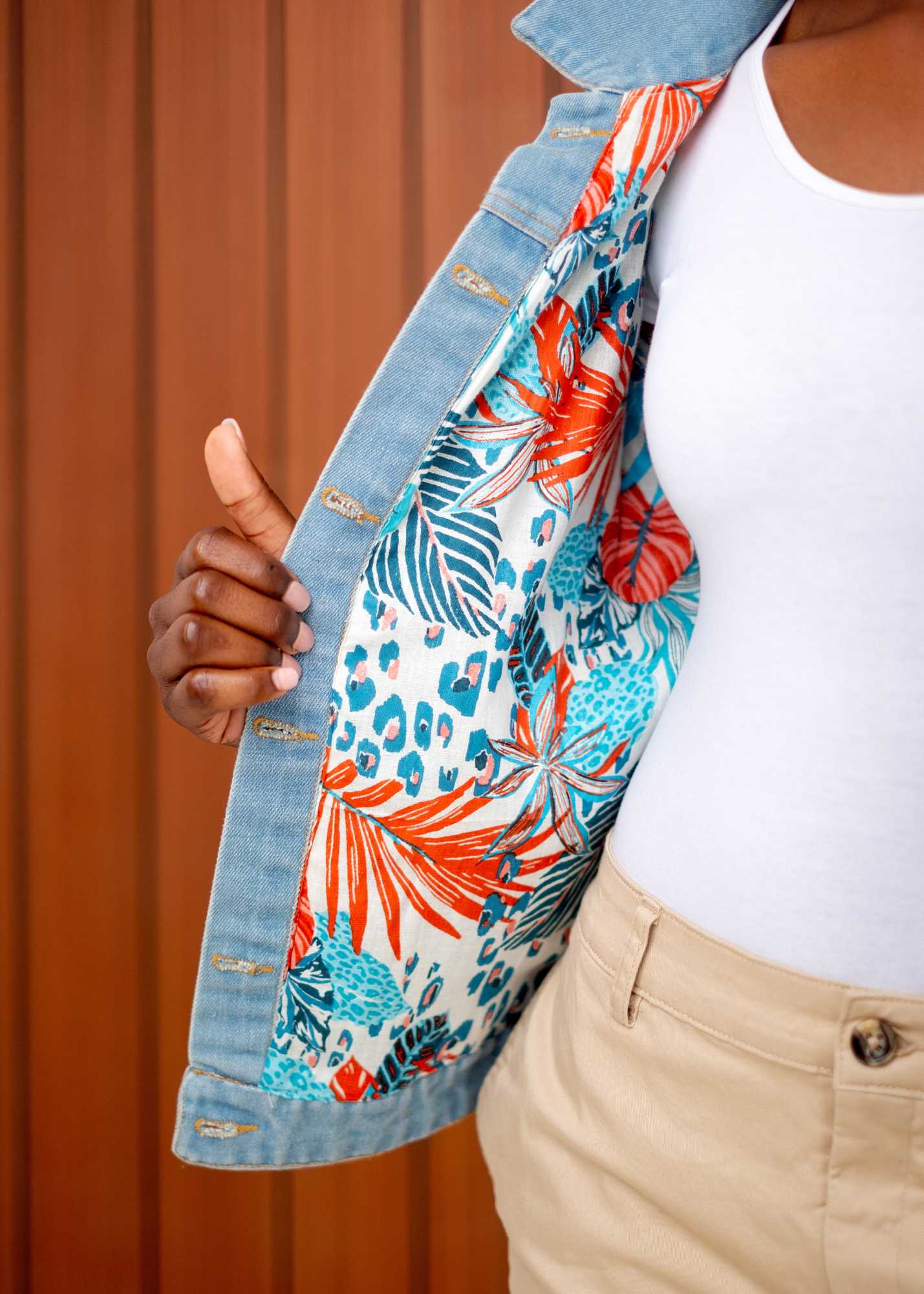Denise Denim Jacket – Coral Bloom