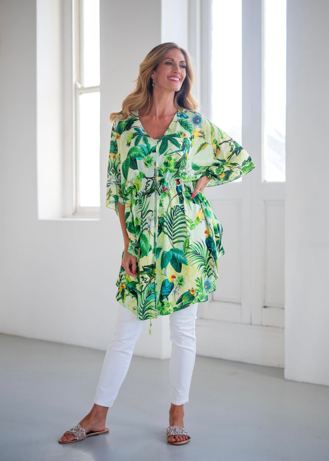 Lara Kaftan in Green Parrot