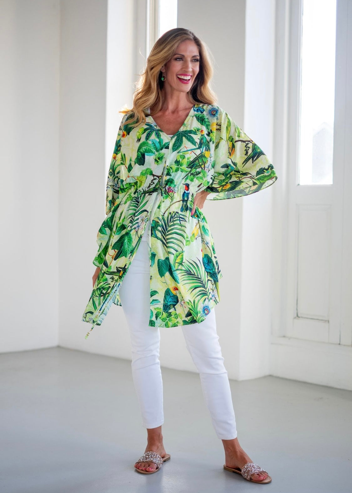 Lara Kaftan in Green Parrot