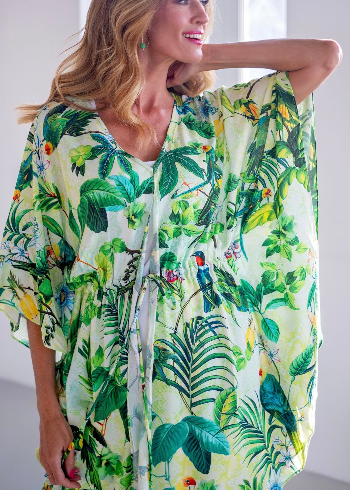 Lara Kaftan in Green Parrot