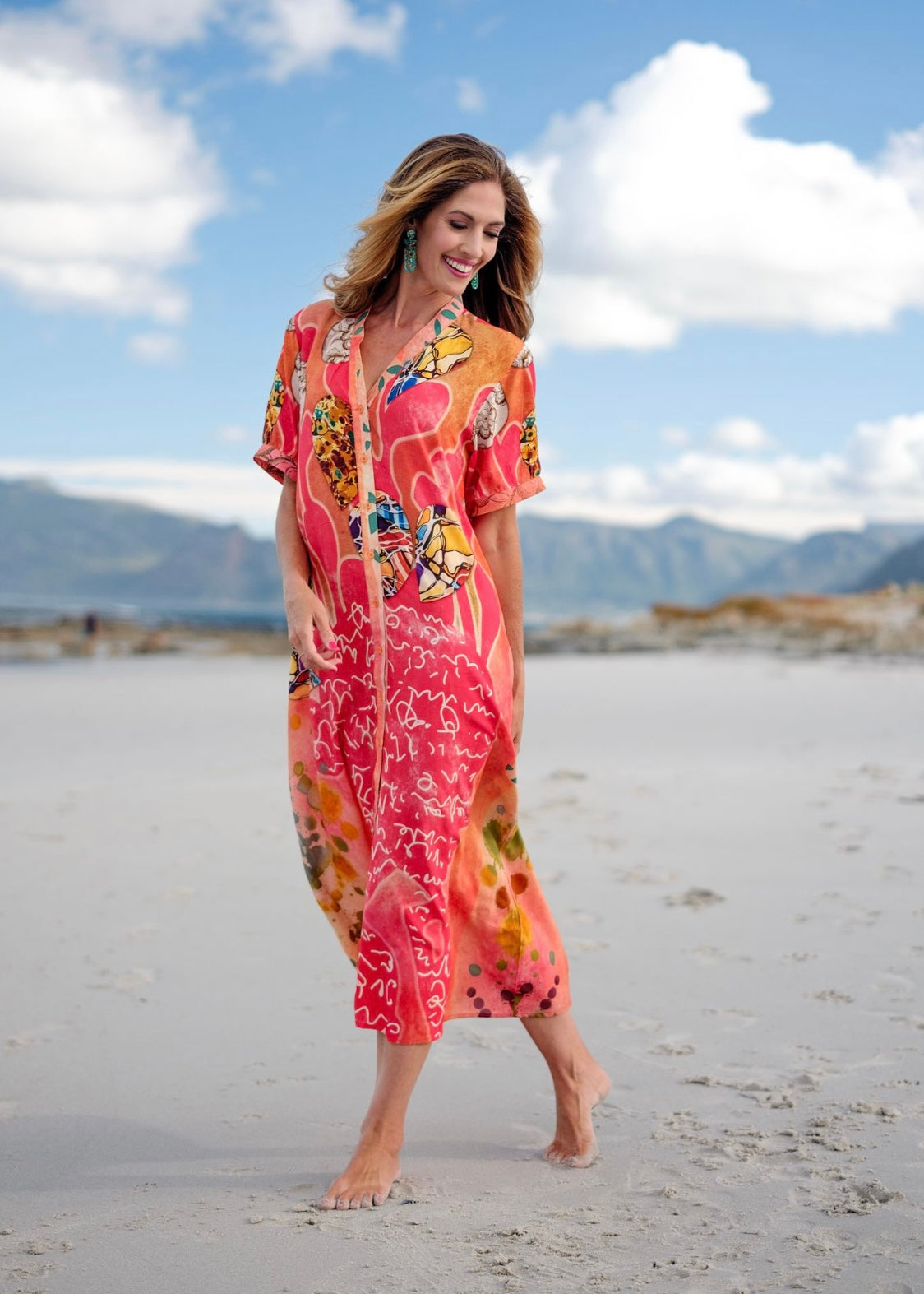 Maxine Dress in Coral Faces