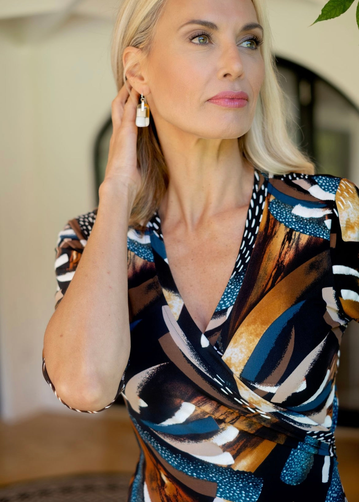 Maxi wrap dress, Turquoise Animal Paintbrush