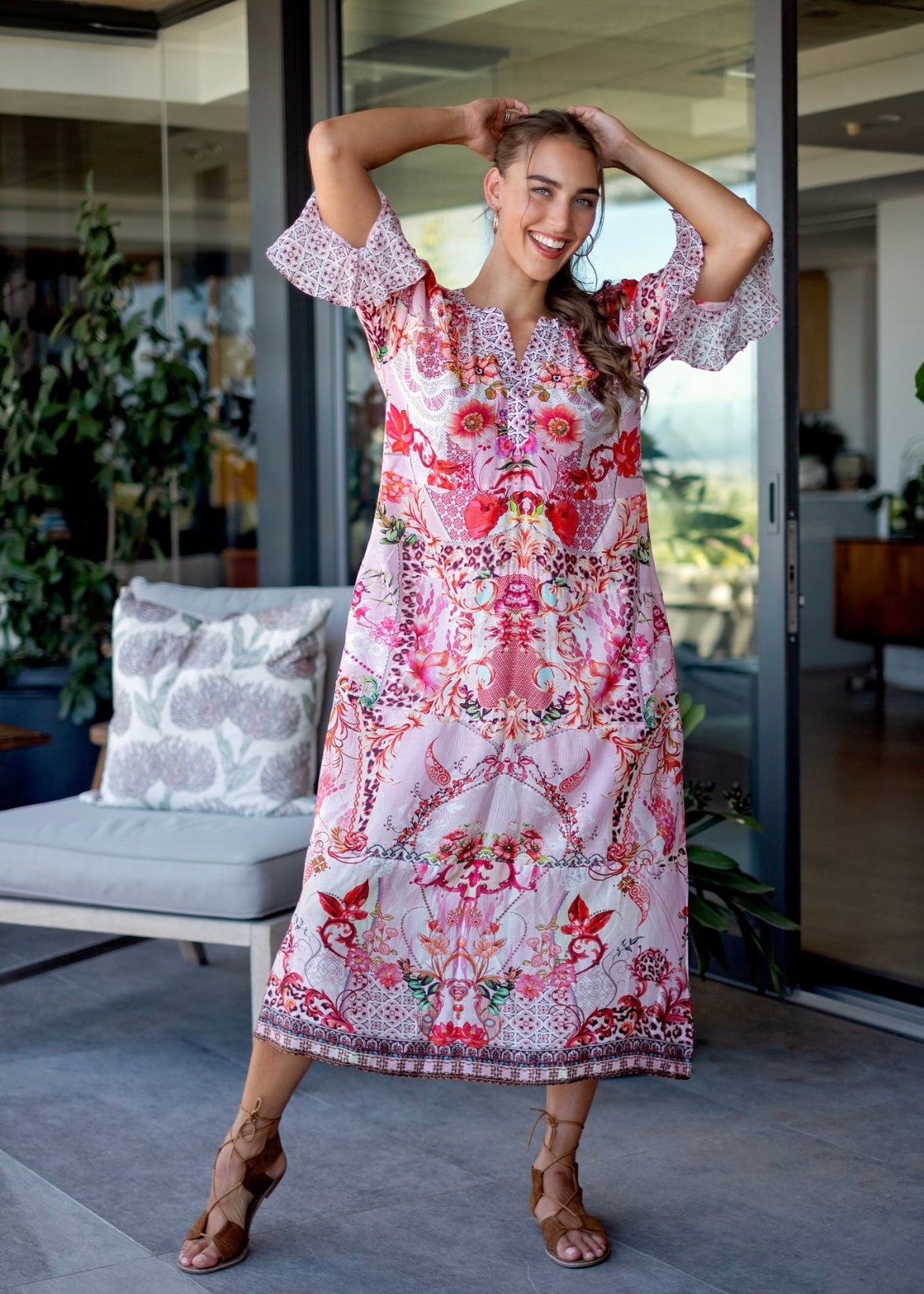 Jubilee Dress in Pink Animal and Floral