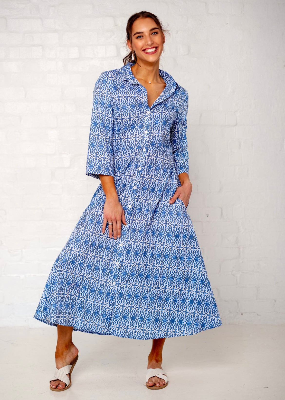 J-Lo dress, Blue and White Motif