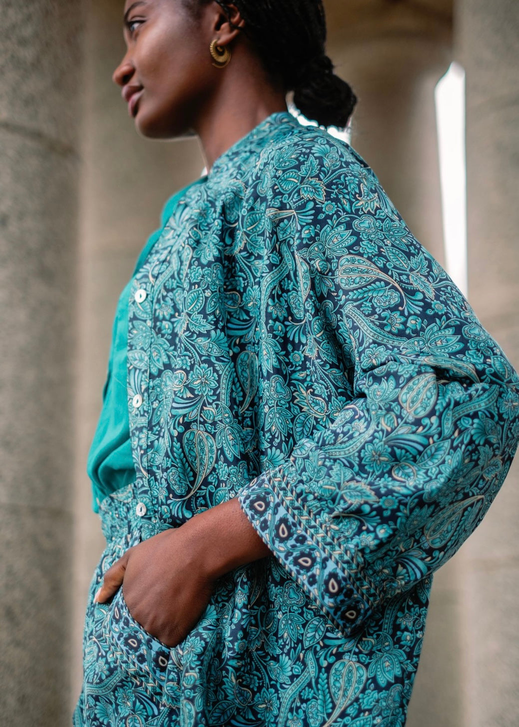 Mykonos Pants Suit, Turquoise paisley