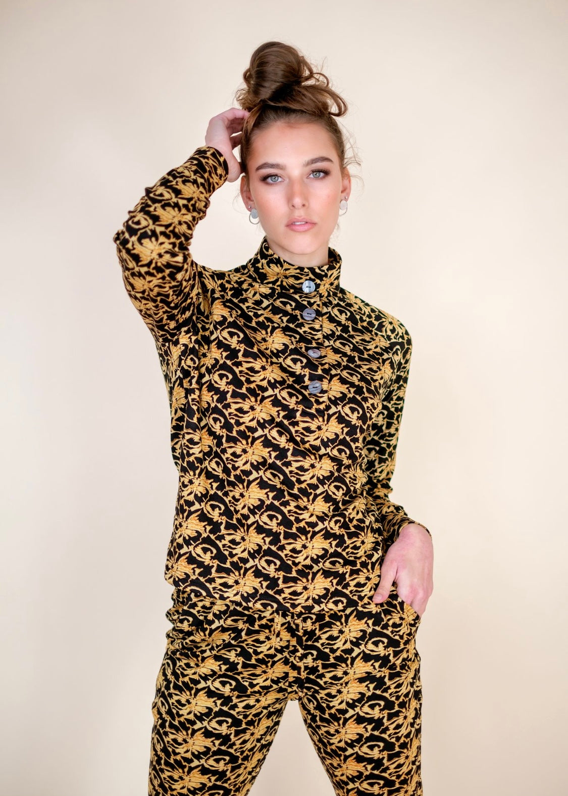 Bonnie Button Sweater Black and Gold