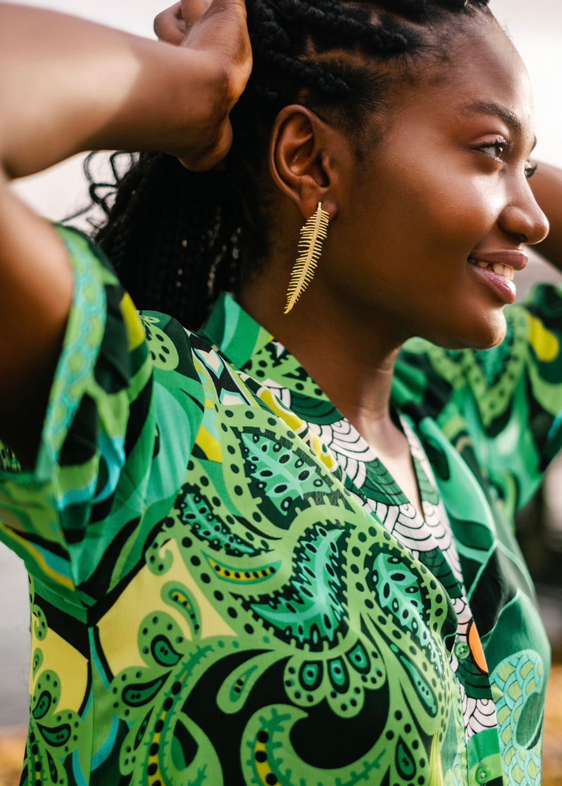 Maxine Dress - Knee length in Green paisley