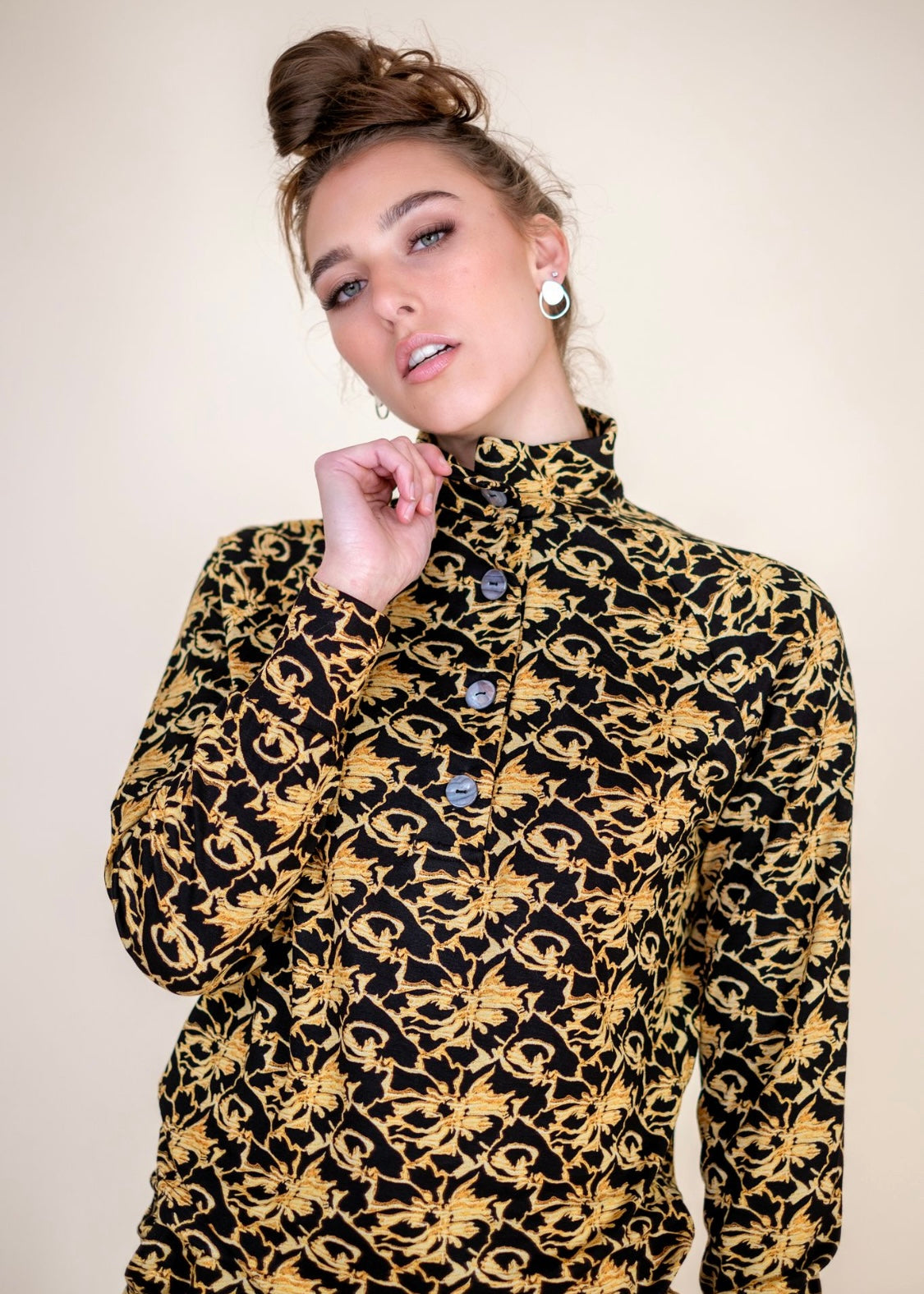Bonnie Button Sweater Black and Gold