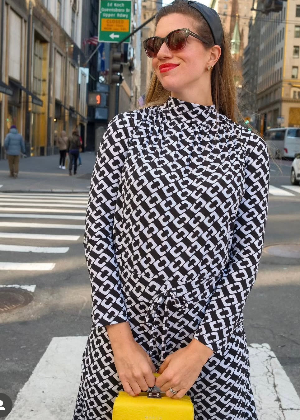 Halterneck Long Sleeve jumpsuit, Black and White Print Wide Leg