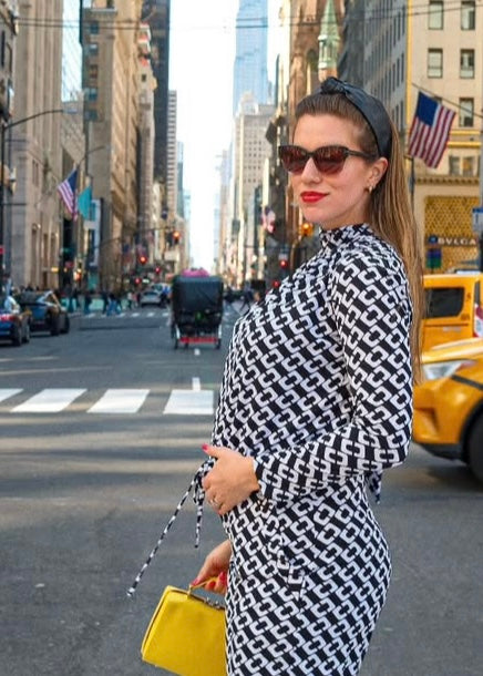 Halterneck Long Sleeve jumpsuit, Black and White Print Wide Leg