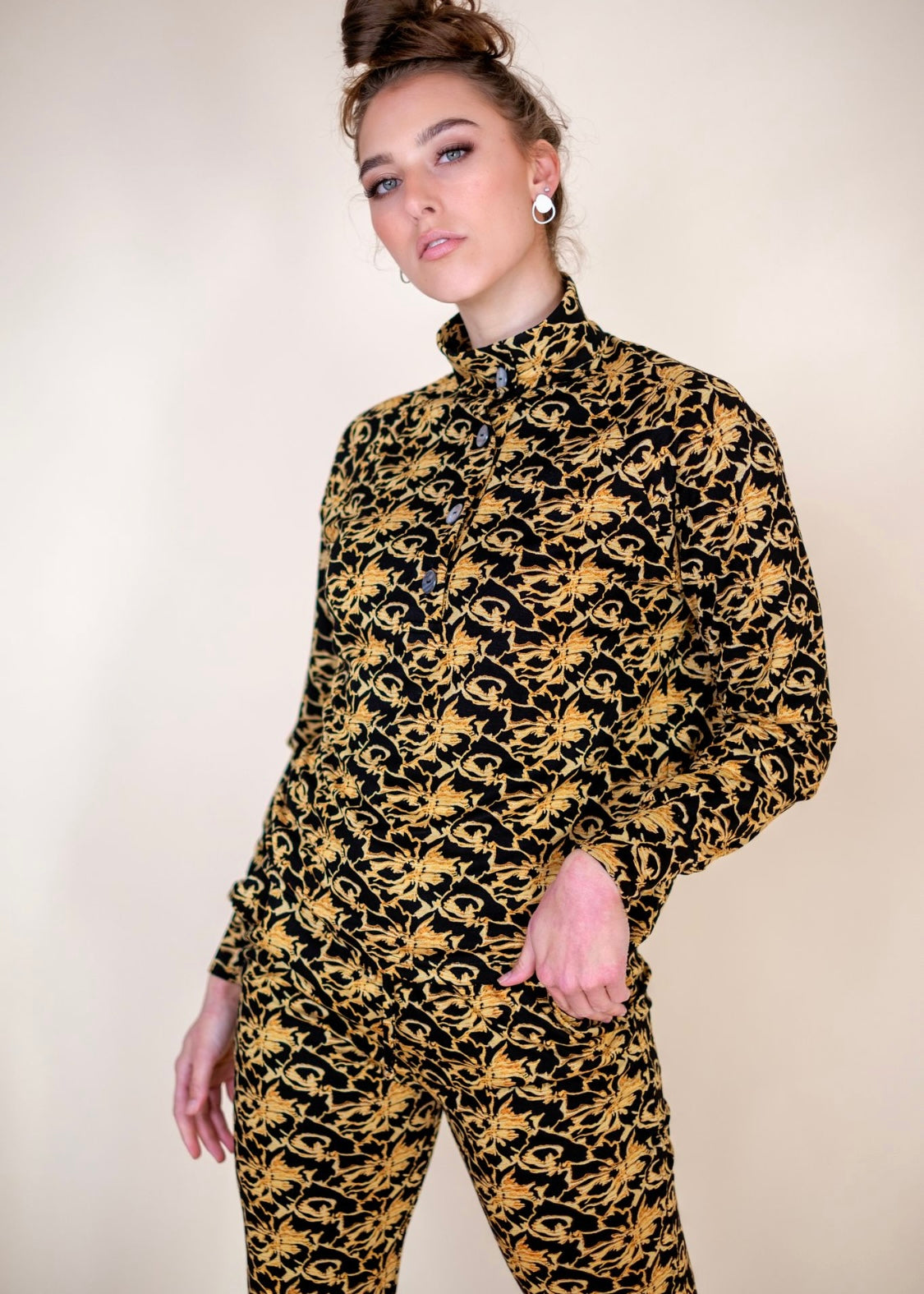 Bonnie Button Sweater Black and Gold