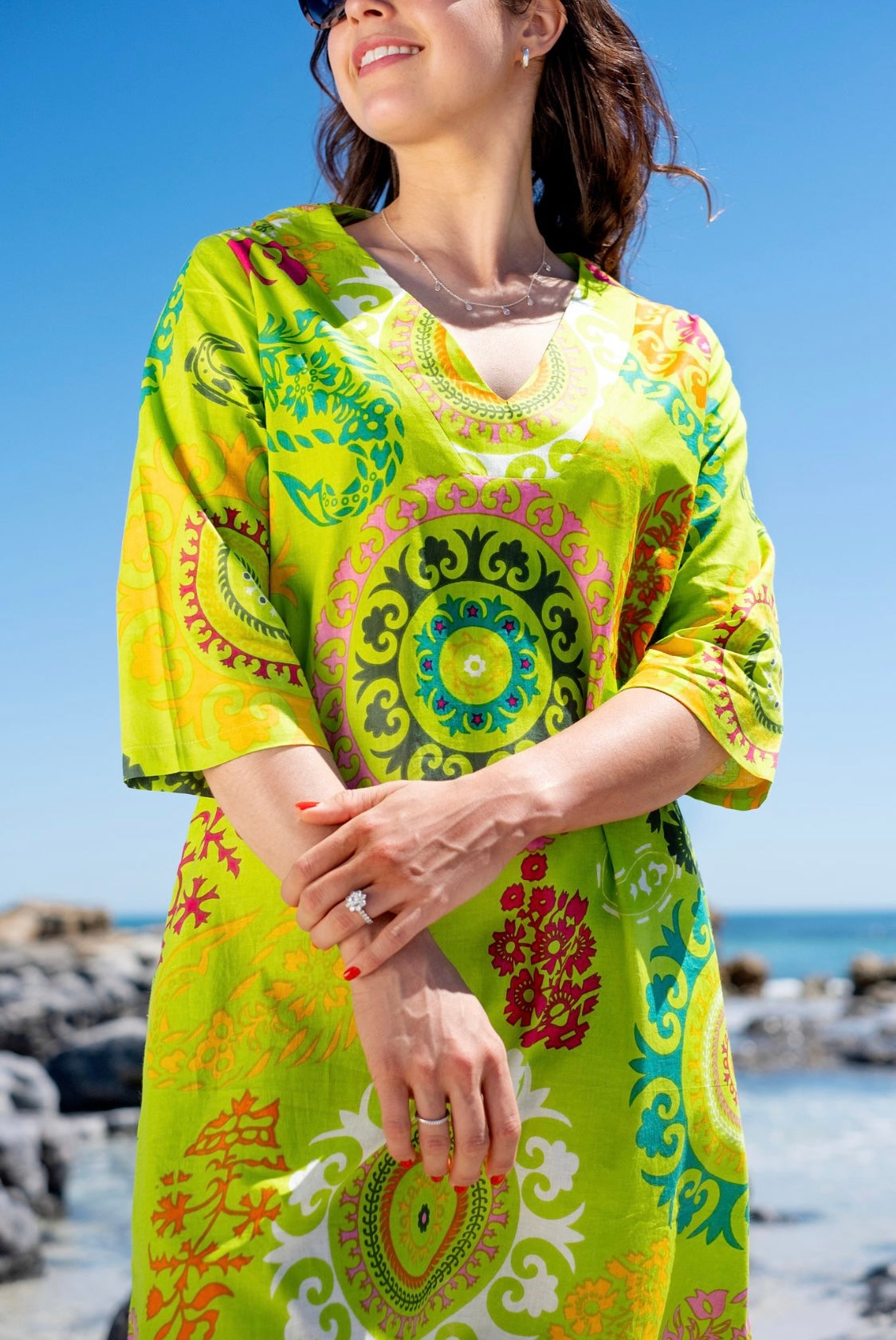 V-neck tunic, Bold limes