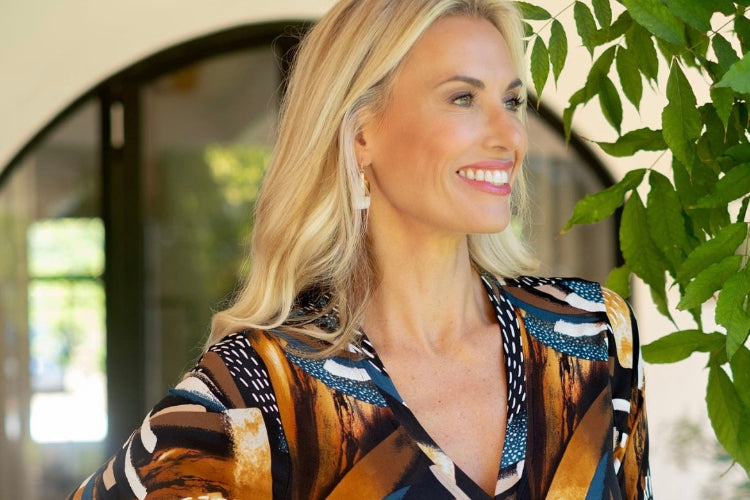Maxi wrap dress, Turquoise Animal Paintbrush