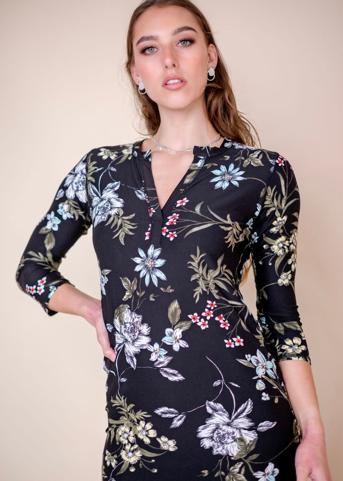 Icon dress, Black with flowers
