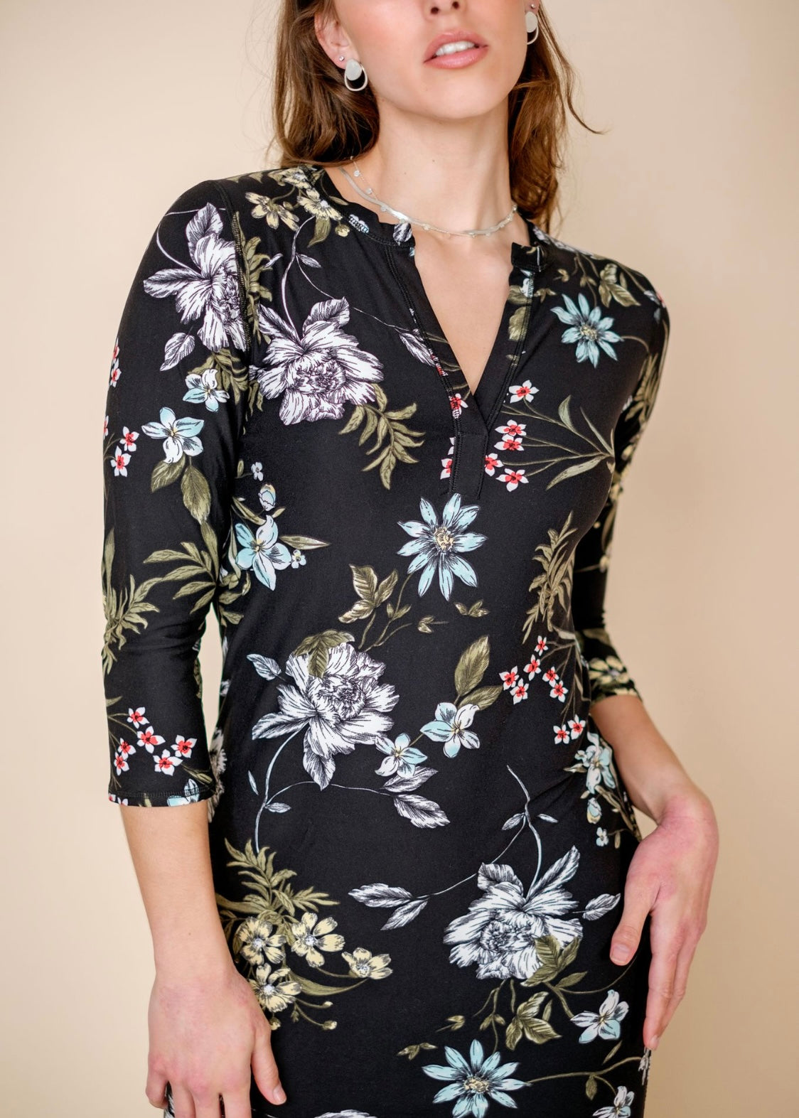 Icon dress, Black with flowers