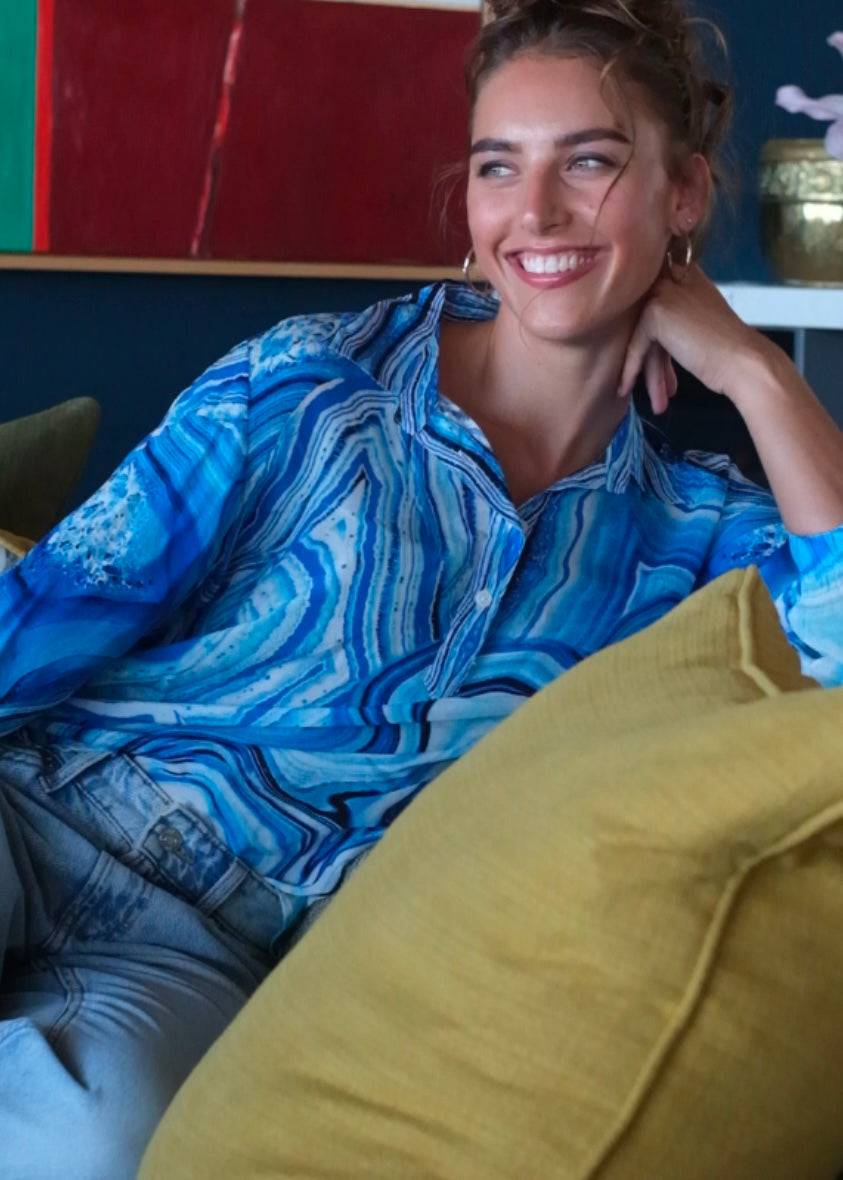Morgan Blouse, Blue Marble