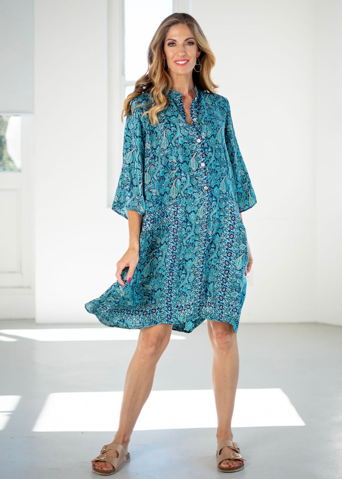 Annabel Dress in Jade Paisley