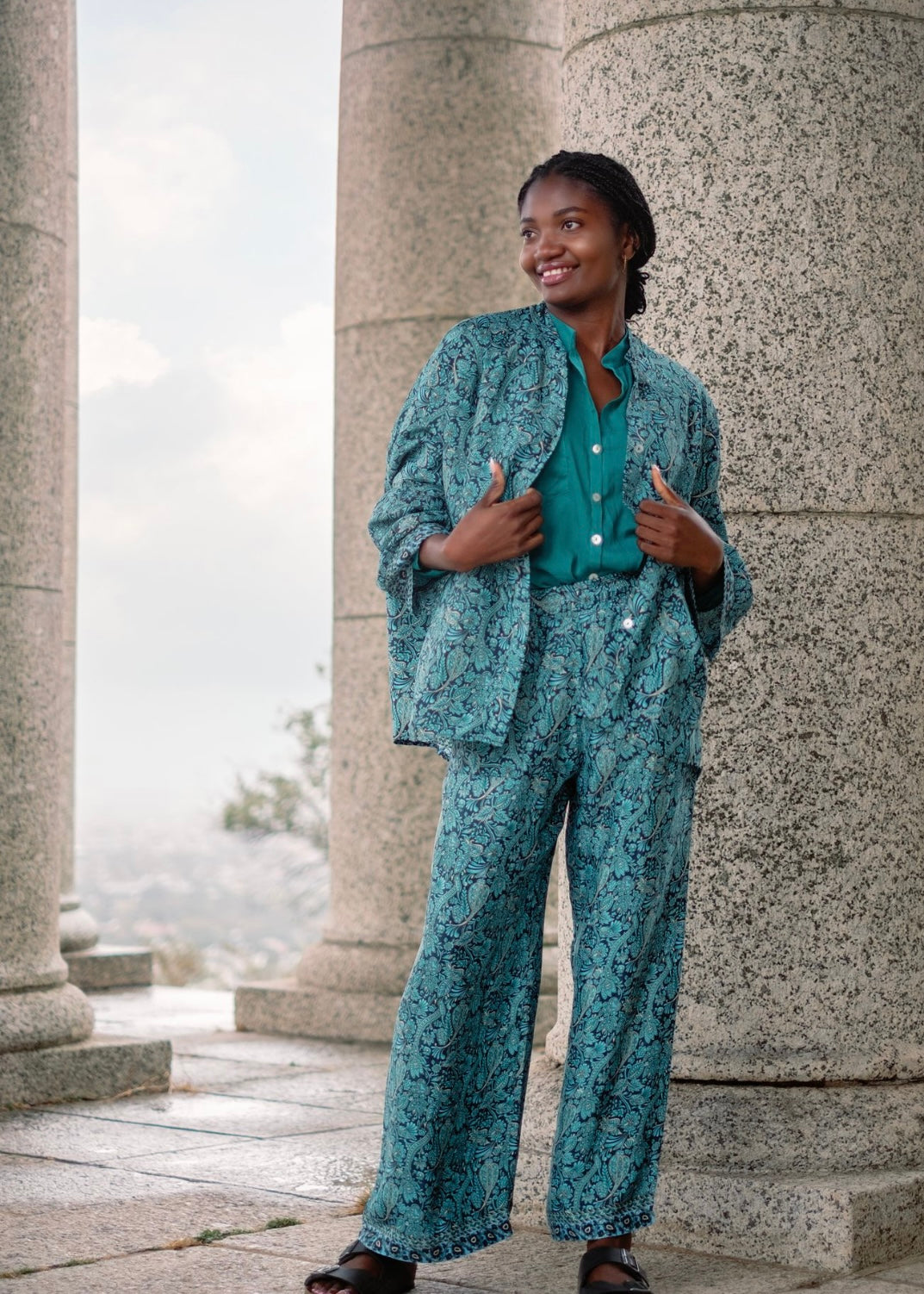 Mykonos Pants Suit, Turquoise paisley
