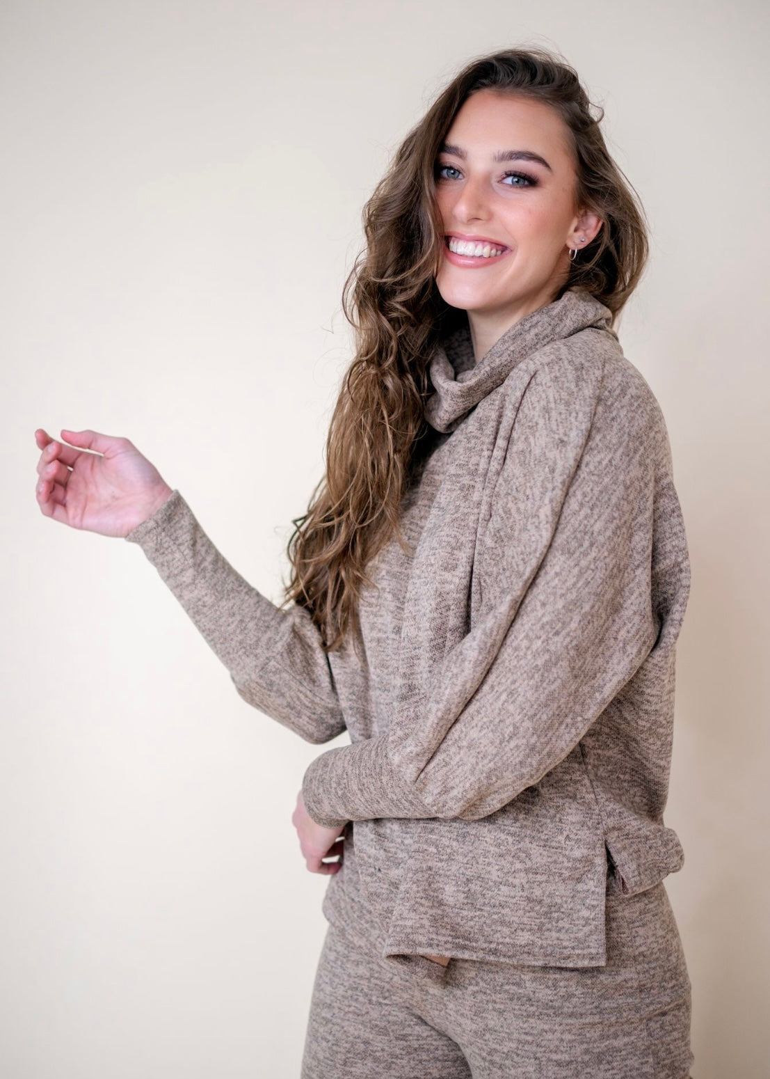Cosy Cowl Top ,Caramel weave