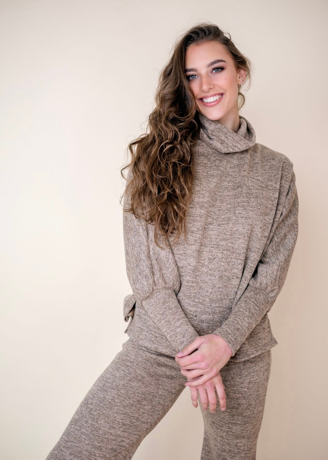 Cosy Cowl Top ,Caramel weave