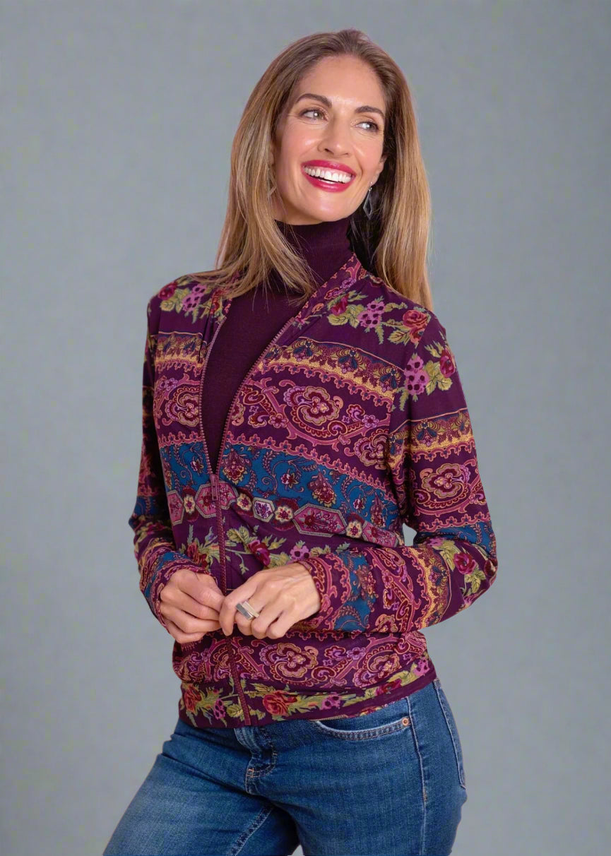 Mesh bomber jacket, Shades of maroon & teale