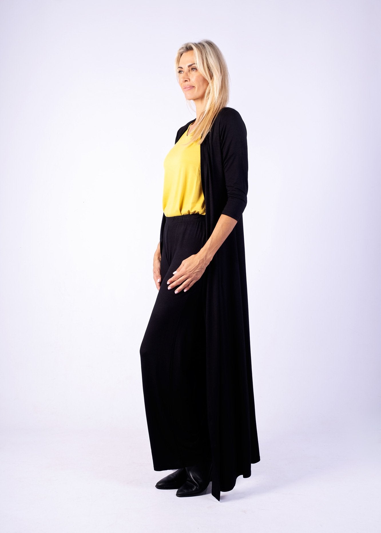 Maxi Wrap Dress, Black LONG SLEEVE