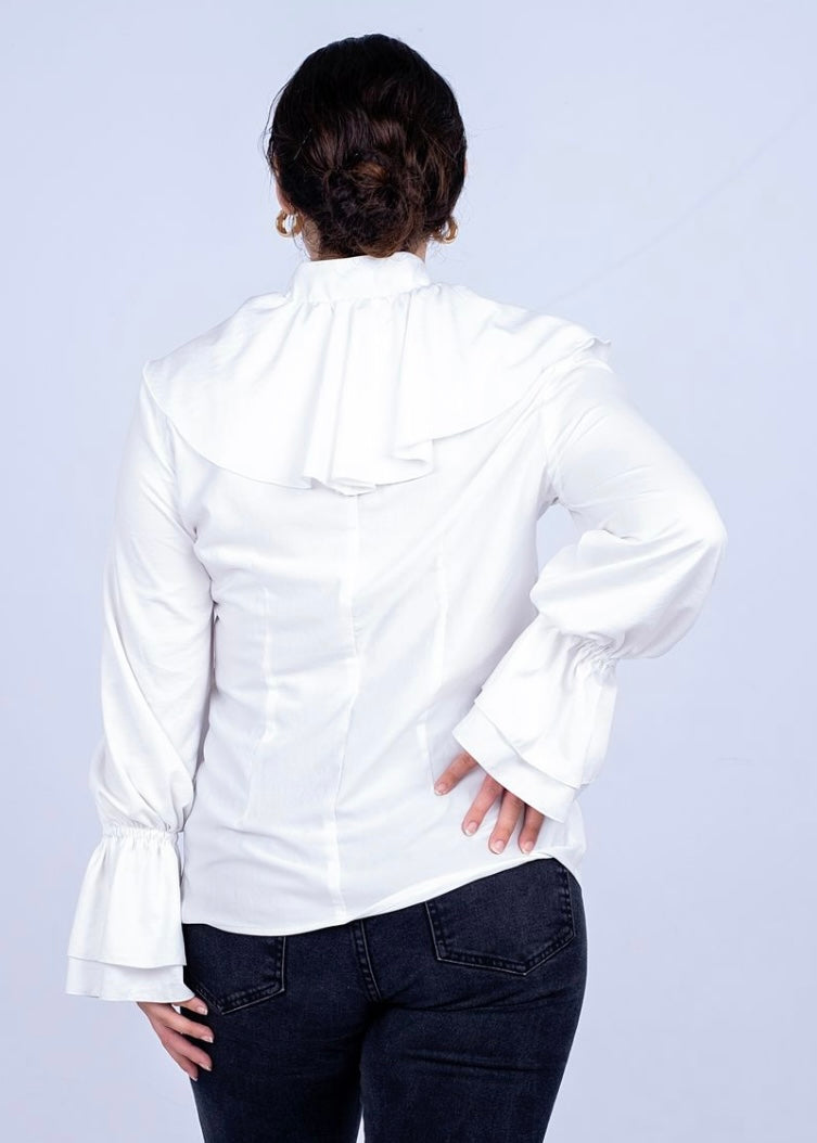 Frill blouse, White