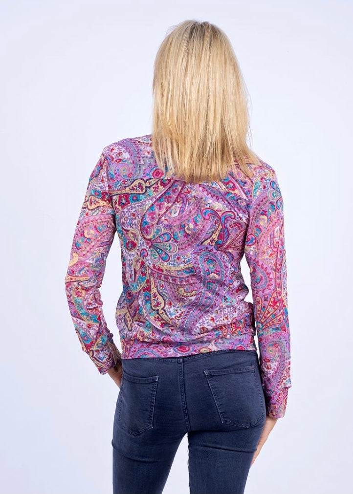 Mesh bomber jacket, Pink paisley
