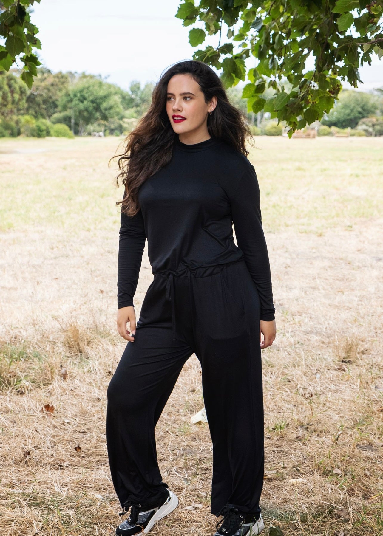 Turtle neck Jumpsuit , Black