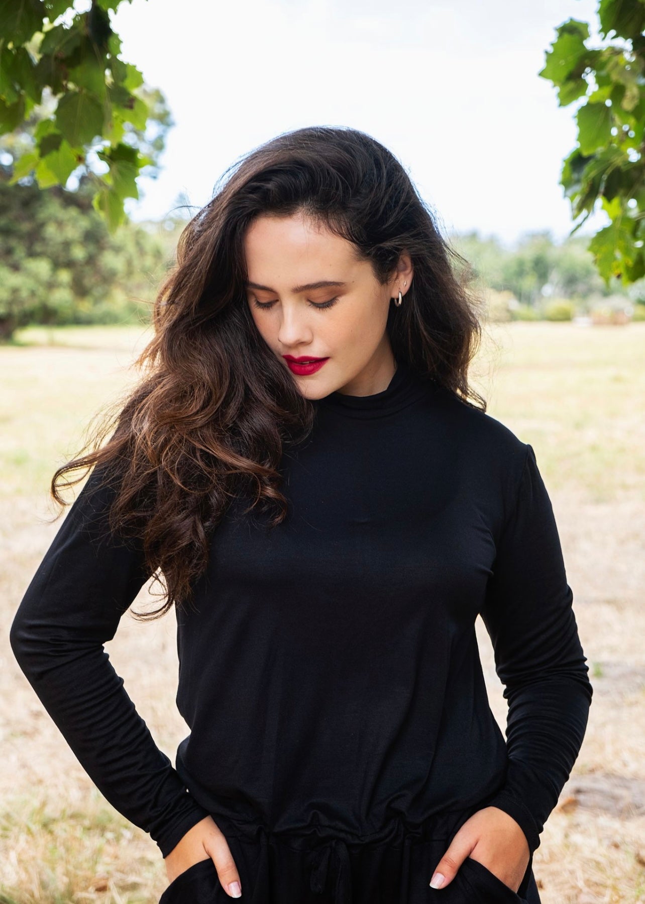 Turtle neck Jumpsuit , Black